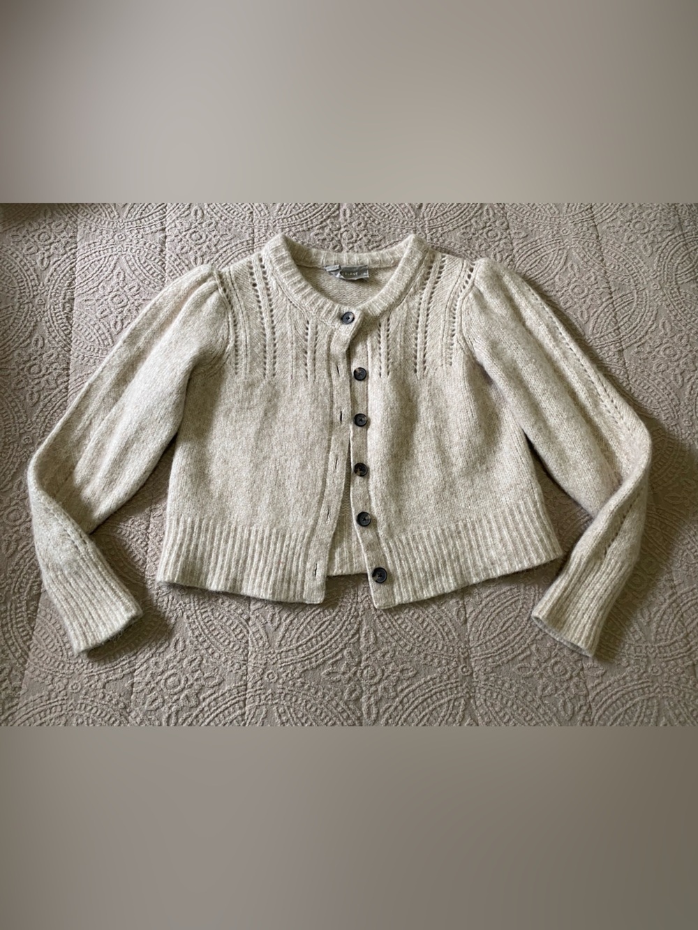 Everlane Cream Knit Button-Front Cardigan